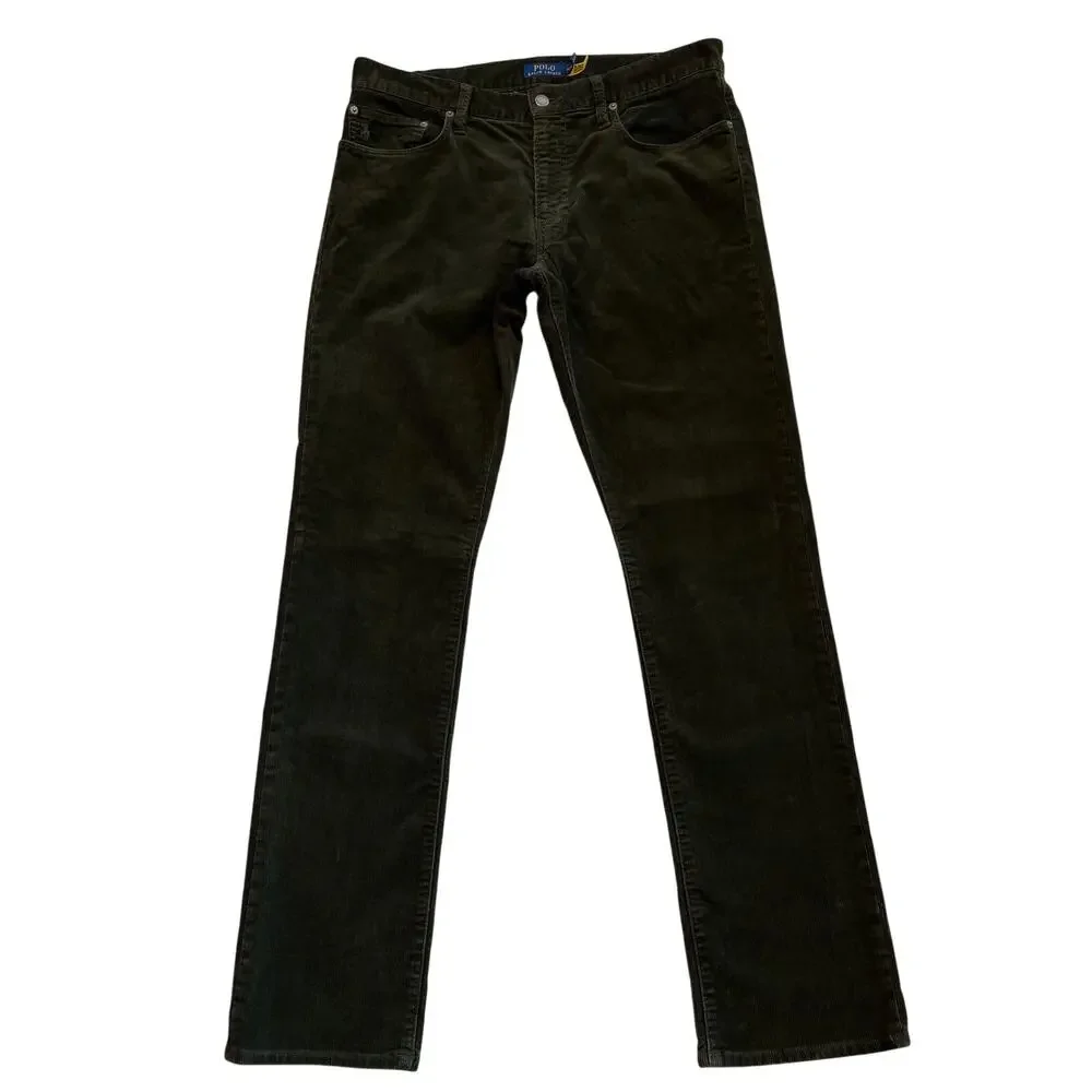 Polo Ralph Lauren Pants Mens Sz 34X34 Green Varick Slim Straight Corduroy Preppy